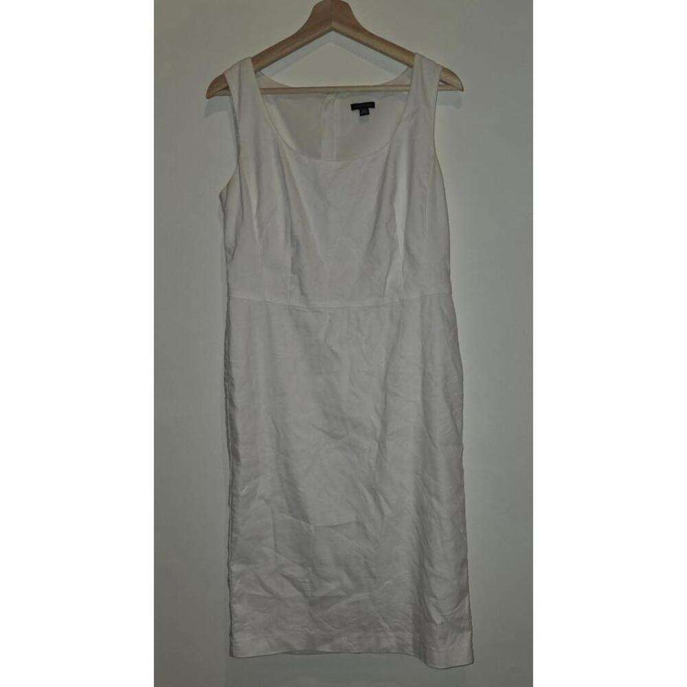 Ann Taylor White Sleeveless Linen Sheath Dress Size 6